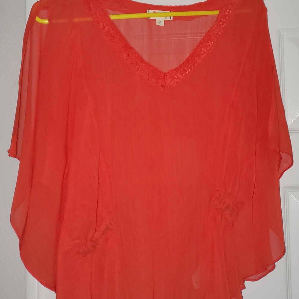 Orange sheer top
